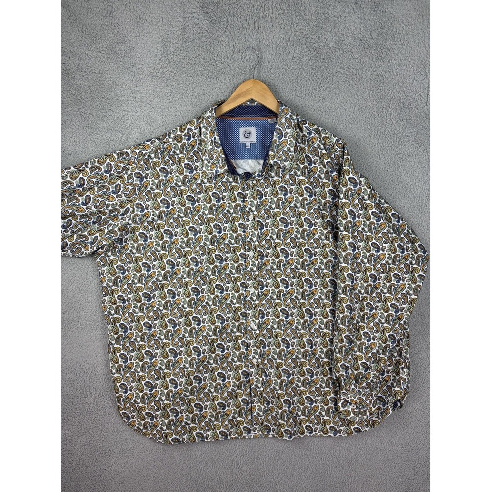 Kilburne Finch Shirt Mens 4XL Multicolor Paisley Short Sleeve Button Casual Men